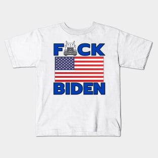 F-CK BIDEN  FREEDOM CONVOY - TRUCKERS FOR FREEDOM - USA FREEDOM CONVOY 2022 TRUCKERS BLUE LETTERS Kids T-Shirt